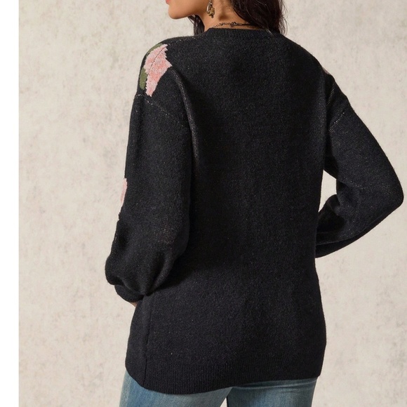 Maternity Floral Print Round neck Knit Sweater Top - Picture 2 of 5